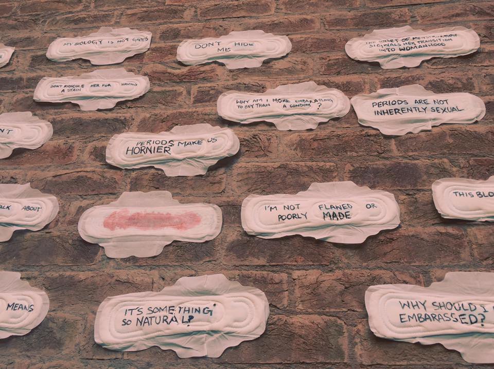 menstruation pads on the wall of The Beaconhouse National University (BNU) 