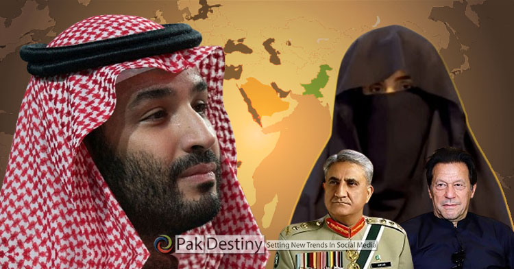 At whose behest Bushra Bibi spoke against Saudi Arabia?